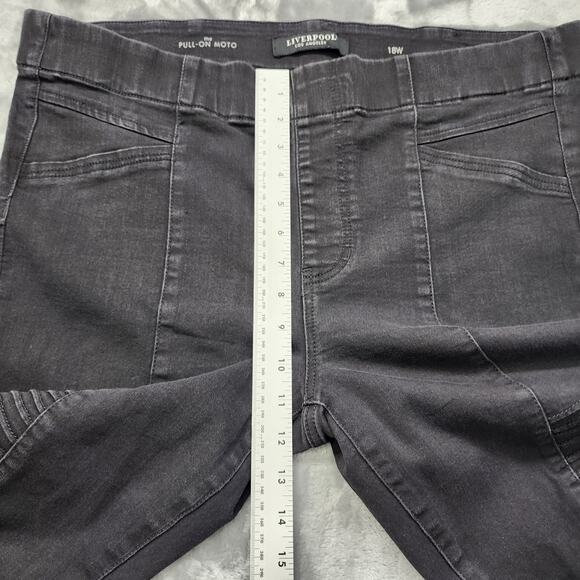 Liverpool Jeans Womens 18W Black Pull On Moto Front Back Seam Zip Hem Jegging - Picture 14 of 16